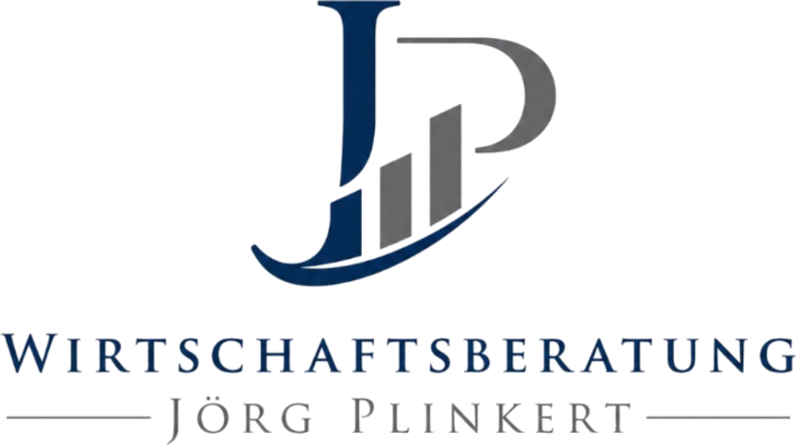 Jörg Plinkert Wirtschaftberater – Logo: Monogramm JP mit Wachstumsbalken in Navy und Silbergrau